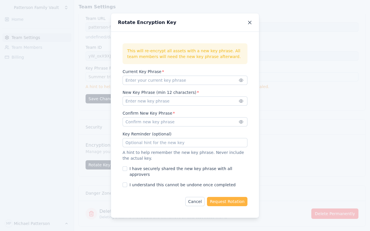 Initiate Key Rotation